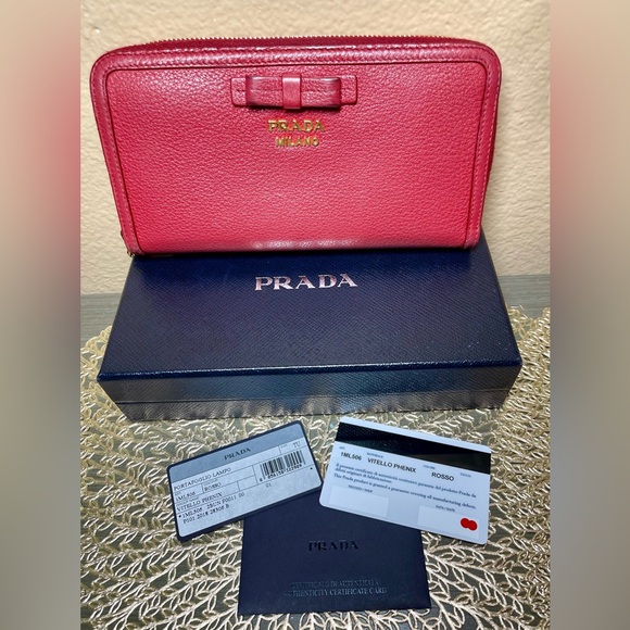PRADA Portafoglio Lampo Vitello Phenix Long Zip Wallet - Picture 1 of 11